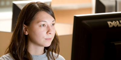 Student working at a computer